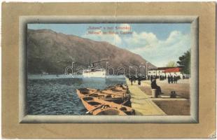 1912 "Salona" egycsavaros tengeri személyszállító gőzhajó a Kotori-öbölben / "Salona" u luci Kotorskoj / "Salona" im Hafen Cattaro / Hungarian sea liner passenger steamship in the Bay of Kotor (Bocche di Cattaro) (Rb)