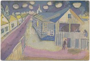 Sturm-Karten. Kleinstadt. Der Sturm Leitung Herwarth Walden Kunstausstellung Zeitschrift Verlag s: Marc Chagall (r)