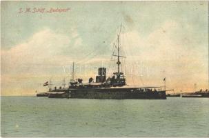 SMS Budapest osztrák-magyar Monarch-osztályú partvédő csatahajó / K.u.K. Kriegsmarine SM Linienschiff Budapest / Austro-Hungarian Navy, Monarch-class coastal defense ship. G. Costalunga Pola 1908.