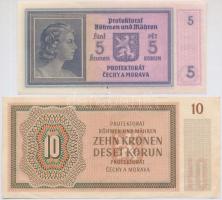 Német Harmadik Birodalom / Cseh-Morva Protektorátus 1940. 5K + 1942. 10K T:III szép papír
German Th...