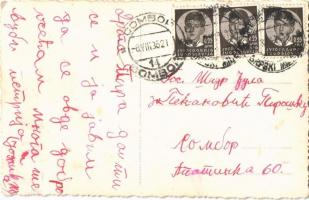 1936 Militics, Srpski Miletic; látkép, fahíd, templomok / general view, wooden bridge, churches. pho...