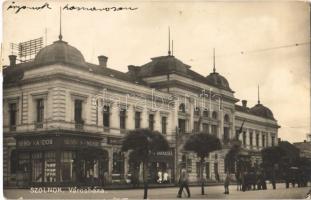 1929 Szolnok, Városháza, Sebők Nándor, Klein Ignácz és Konsitz üzlete, drogéria (EK)