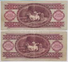 1949. 100Ft (2x) T:III firkálás Adamo F27