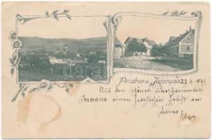 1899 Jezerane (Brinje), látkép, utca / general view, street view. Art Nouveau, floral (EB)