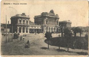 1914 Genova, Stazione Orientale / railway station, trams (fa)
