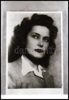 cca 1943 Karády Katalin színésznő, Fekete György (1904-1990) budapesti fényképész hagyatékában fellelt 2 db repró NEGATÍV, 36x24 mm