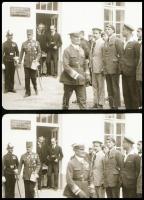 cca 1939 Horthy Miklós kormányzó és kísérete, részlet egy mozgófilmből (korabeli filmhíradó NEGATÍVja), 8 db vintage nega, 18x24 mm