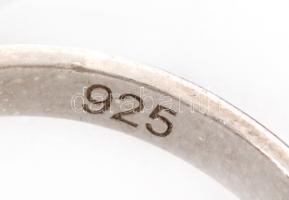 Ezüst(Ag) dupla gyűrű, apró színes kövekkel, Pandora jelzéssel, méret: 57, bruttó: 4 g