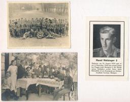 7 db régi katonai fotólap + 1 katonai képeslap + 1 katonafénykép + 1 gyászjelentés