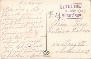 St. Pölten, Sankt Pölten, Bahnhofplatz / railway station, tram + "K.u.K. Res. Spital St. Pölten...