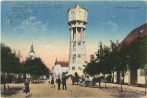 1919 Siófok, Fő tér, víztorony, lovaskocsi (EK)