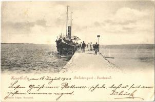 1900 Keszthely, Balaton part, gőzhajó (EK)