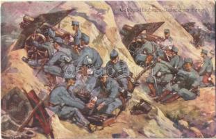 1915 Gebirgs-Haubitzen-Batterie im Feuer / WWI Austro-Hungarian K.u.K. military, mountain troops artillery. B.K.W.I. 259-54.
