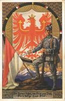 1915 Der Heimat Schutz, dem Feind zum Trutz, fürs heilge Land Tirol / WWI Austro-Hungarian K.u.K. military, flag, coat of arms, Viribus Unitis. A.S.M. No. 1469. (EK)