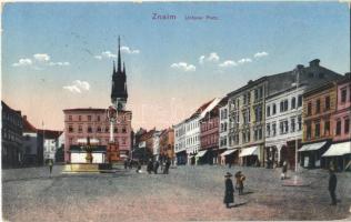 Znojmo, Znaim, Unterer Platz / square, street view (worn corners)