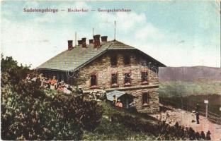 1920 Hochschar, Hrubý Jeseník, Sudetengebirge, Georgschutzhaus / mountain range, So. Stpl.  (EB)