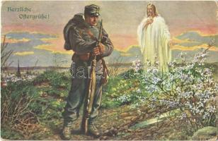 1915 Herzliche Ostergrüße! / WWI Austro-Hungarian K.u.K. military, Easter greeting. M. Munk Wien Nr. 960. artist signed (EK)
