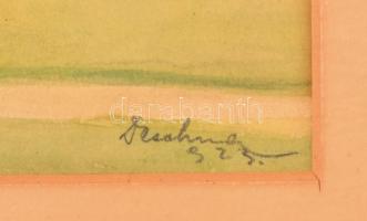 Olvashatatlan jelzéssel: Faluszél. Akvarell, papír, 22×28 cm