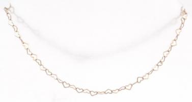 Ezüst(Ag) szívecskés bokalánc, jelzett, h: 24 cm, nettó: 1,4 g