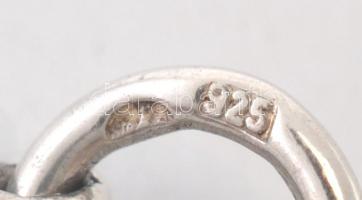 Ezüst(Ag) nyaklánc, borostyán medállal, jelzett, h: 38 cm, bruttó: 4,4 g