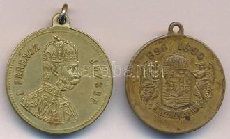 1896. "Milleniumi emlék / I. Ferenc József" Br emlékérem füllel (29mm) + 1896. "Magya...