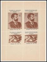 1913 Nemzetközi és rendszerközi gyors és gépírókongresszus kiállítás 4 bélyeget tartalmazó levélzáró kisív