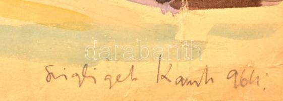 Olvashatatlan jelzéssel: Szigliget. Akvarell, papír, gyűrődéssel, 30×43 cm