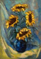 Holló László (1887-1976): Csendélet virágokkal, olaj, vászon, jelzett, keretben, 67x47 cm