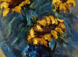 Holló László (1887-1976): Csendélet virágokkal, olaj, vászon, jelzett, keretben, 67x47 cm