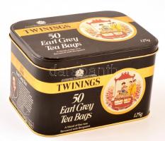 Twinings 50 Earl Grey Tea Bags (125g) fém teásdoboz, kopásnyomokkal, 13x9x10 cm