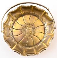 Fém füles kínáló, jelzett, d: 23 cm