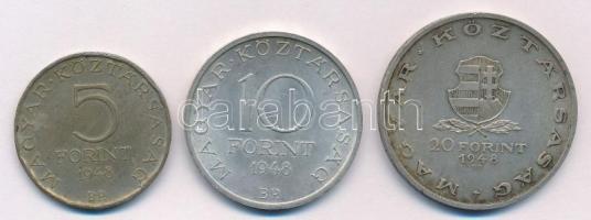 1948. 5Ft Ag "Petőfi"+ 10Ft Ag "Széchenyi"+ 20Ft Ag "Táncsics"- "...