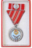 1957. Szolgálati Érdemérem zománcozott kitüntetés mellszalagon, miniatűrrel szalagsávon, tokban T:2