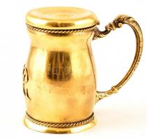 Monogramos réz fedeles korsó, apró horpadással, m: 13,5 cm