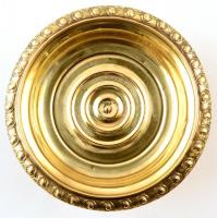 Talpas réz kínáló, apró horpadással, m: 7 cm, d: 18,5 cm