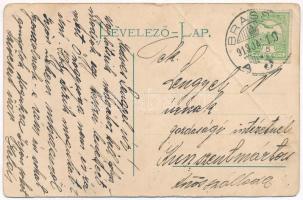 1913 Brassó, Kronstadt, Brasov; Szecessziós pillangós hölgy montázs művészlap / Art Nouveau montage ...