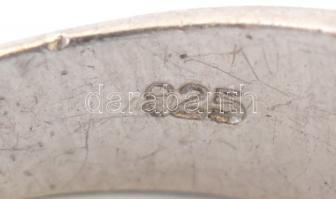 Ezüst(Ag) gyűrű, kék kővel, jelzett, méret: 54, bruttó: 5,1 g