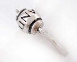 Ezüst(Ag) gyűrű, forgó gyönggyel, jelzett, állítható méret, nettó: 3 g