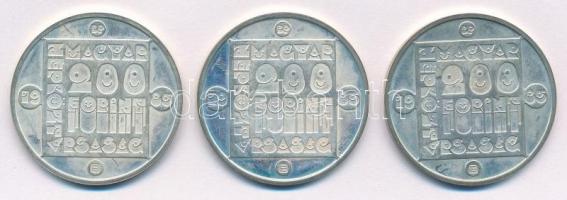 1985. 200Ft Ag (3xklf) "Természetvédelem - Mocsári Teknős, Vadmacska, Vidra" T:1 (PP) pati...