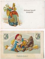 17 db RÉGI húsvéti üdvözlő képeslap: lithok, dombornyomottak / 17 pre-1945 Easter greeting motive postcards: litho and embossed