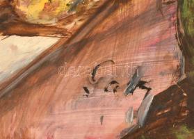 Olvashatatlan jelzéssel: Csendélet a szabadban, olaj, farost, 35x50 cm