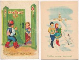 8 db RÉGI motívum képeslap: folklór / 8 pre-1945 motive postcards: folklore