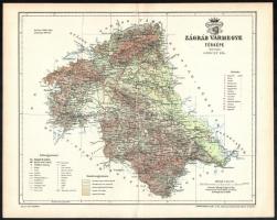 1894 Zágráb vármegye térképe, tervezete: Gönczy Pál, kiadja: Posner Károly Lajos és fia, 24×30 cm