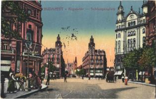 1916 Budapest V. Kígyó tér, Erzsébet híd, üzletek (EK)
