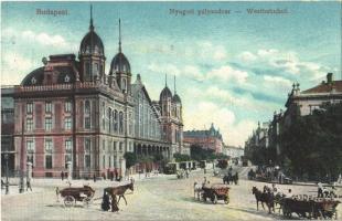 1914 Budapest VI. Nyugati pályaudvar, vasútállomás, villamosok