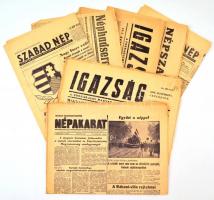 1956. október 28. - november 3. Vegyes napilap tétel a forradalom időszakából, a forradalom híreivel, 11 db
