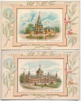 Budapest, Ezredéves Országos Kiállítás - 12 darabos szecessziós litho óriás képeslap sorozat szép ha...