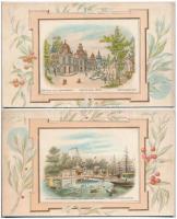 Budapest, Ezredéves Országos Kiállítás - 12 darabos szecessziós litho óriás képeslap sorozat szép ha...