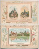 Budapest, Ezredéves Országos Kiállítás - 12 darabos szecessziós litho óriás képeslap sorozat szép ha...