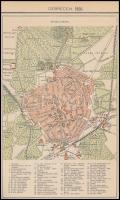 1893 Debrecen térképe, kiadja: Pallas, körbevágva, 22×13 cm
